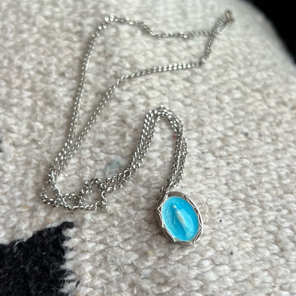 Miraculous Medal Necklace Pendant Sterling